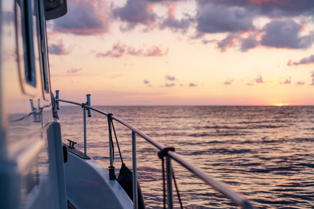 Deck of white yacht