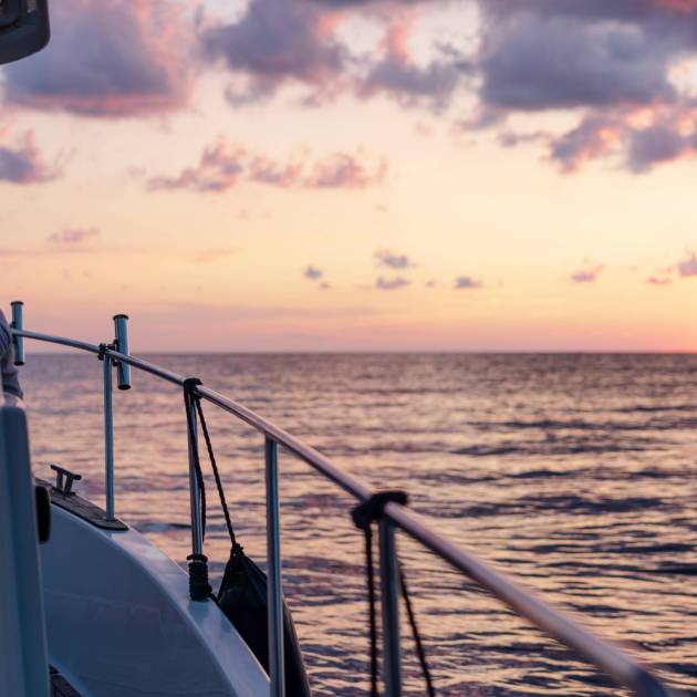 Deck of white yacht